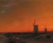 风车之景 - 伊凡·康斯坦丁诺维奇·艾瓦佐夫斯基